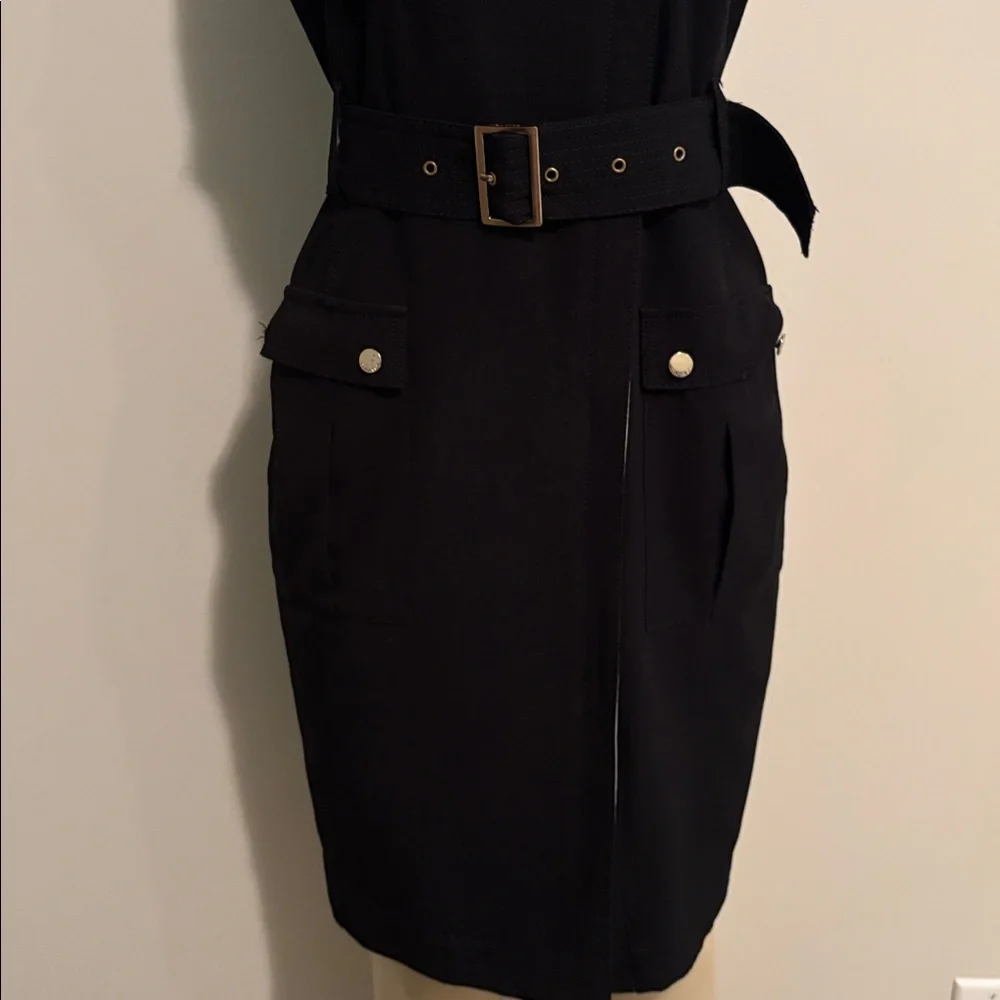 Calvin Klein black luxe exposed zip belted utility dress size 8 - Picture 5 of 9